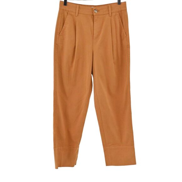 J CREW Pants Womens Size 4 Pleated Chino Straight Cropped Pant Burnt Caramel - Picture 1 of 12